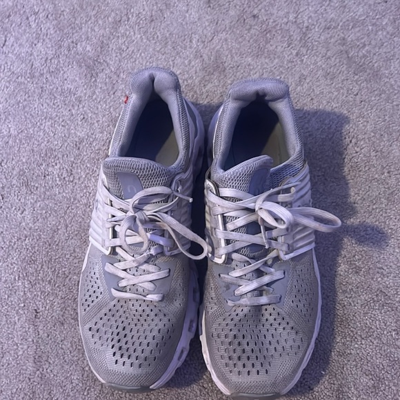 Grey women's on cloud running shoes.  These are used but in good condition. - Picture 3 of 6